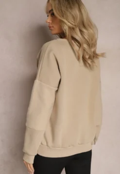 Beżowa Bawełniana Bluza z Łańcuszkiem Eleutia