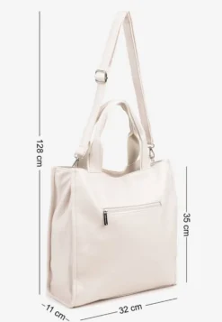 Beżowa Duża Torebka Shopper Tote z Regulowanym Paskiem Sorielleza