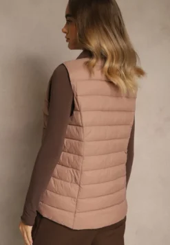 Beżowa Kamizelka Ozdobiona Pikowaniem Soellame