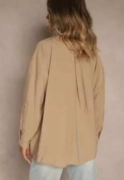 Beżowa Koszula z Modalem o Fasonie Oversize Adavelle