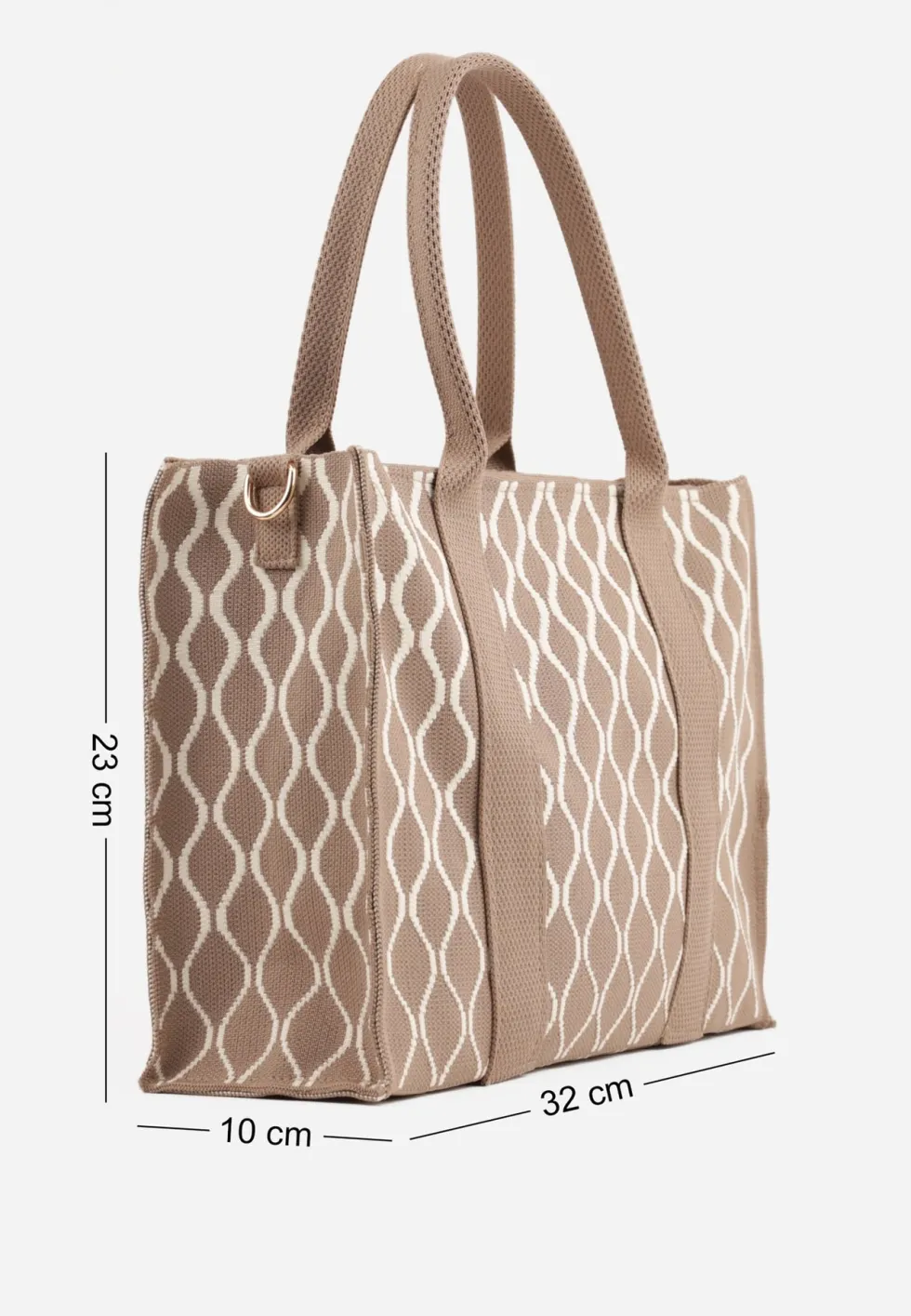 Beżowa Materiałowa Torebka Typu Shopper o Prostokątnym Kształcie z Paskiem na Ramię Najan