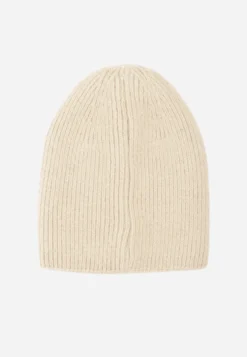 Beżowa Miękka Czapka Beanie z Wiskozy z Podwójną Dzianinową Warstwą Wewnątrz Shree