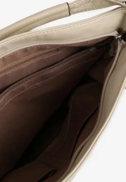 Beżowa Pikowana Torebka w Stylu Shopperki z Metaliczną Ozdobą Lanovara