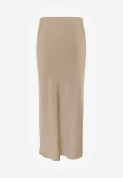 Beżowa Satynowa Spódnica Maxi High Waist Formia