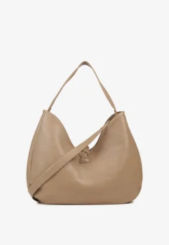 Beżowa Torebka Hobo Shopper Ozdobiona Plecionką Nalorella