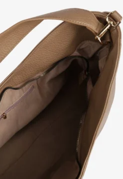 Beżowa Torebka Hobo Shopper Ozdobiona Plecionką Nalorella