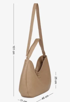 Beżowa Torebka Hobo Shopper Ozdobiona Plecionką Nalorella