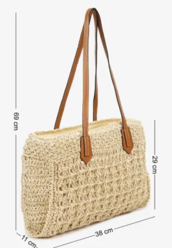 Beżowa Torebka Shopperka w Stylu Boho Galomirea