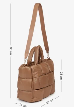 Beżowa Torebka Typu Shopper Ozdobiona Wypukłym Pikowaniem Vamiste