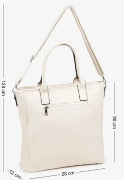 Beżowa Torebka Typu Shopper z Paskiem Crossbody Zdobiona Aplikacją Idaniela