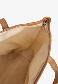 Beżowa Torebka Typu Shopper z Plecionką Felarena