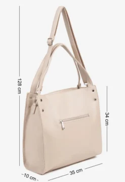 Beżowa Torebka w Typie Shopper z Paskiem i Rączką Soreline