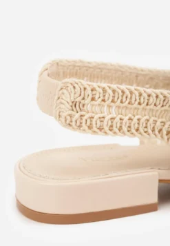 Beżowe Balerinki Slingback VICES z Cholewką z Plecionki Lilinova