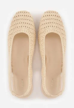 Beżowe Balerinki Slingback VICES z Cholewką z Plecionki Lilinova