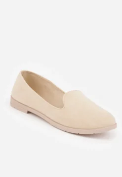 Beżowe Balerinki Typu Loafersy Daphikaia