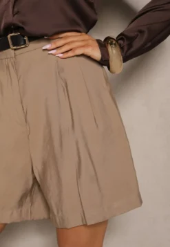 Beżowe Basicowe Szorty High Waist Nitavea