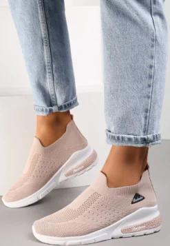 Beżowe Buty Sportowe Amathane