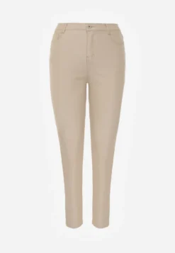 Beżowe Casualowe Spodnie Skinny o Modelującym Fasonie Elovi