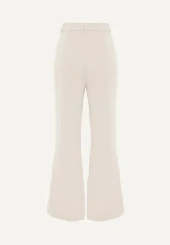 Beżowe Casualowe Spodnie w Stylu Dzwonów High Waist Uinna