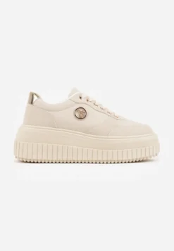 Beżowe Chunky Sneakersy VICES z Aplikacją na Platformie ze Żłobieniami Ilunatesa