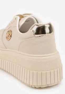 Beżowe Chunky Sneakersy VICES z Aplikacją na Platformie ze Żłobieniami Ilunatesa