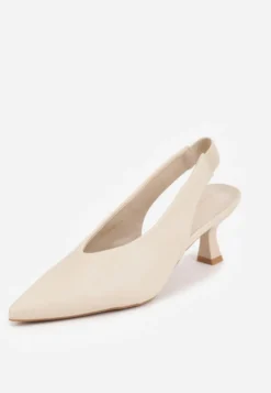 Beżowe Czółenka Sandały Vices na Kaczuszce Typu Slingback Liluriela