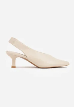 Beżowe Czółenka Sandały Vices na Kaczuszce Typu Slingback Liluriela