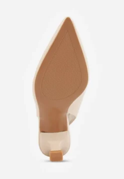 Beżowe Czółenka Sandały Vices na Kaczuszce Typu Slingback Liluriela