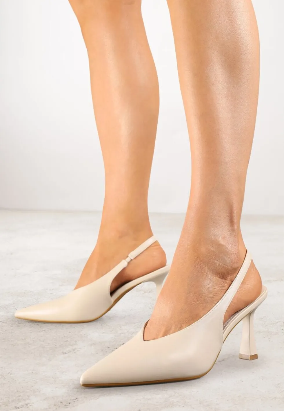 Beżowe Czółenka Sandały Vices na Szpilce Slingback Kolliva