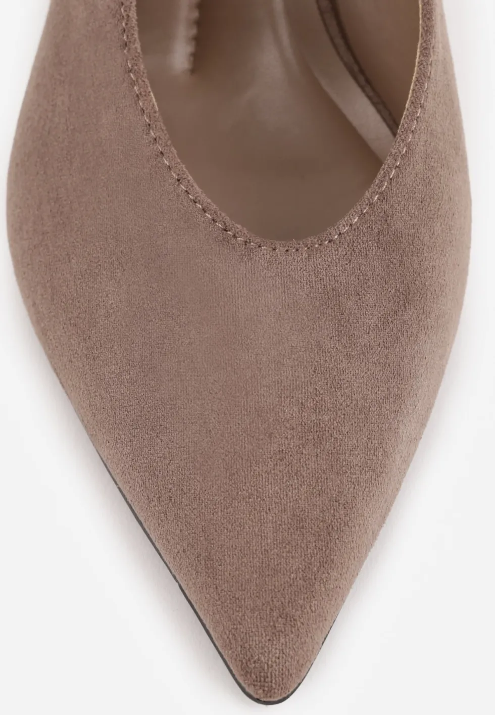 Beżowe Czółenka Slingback o Fakturze Zamszu na Słupkowym Obcasie Facena