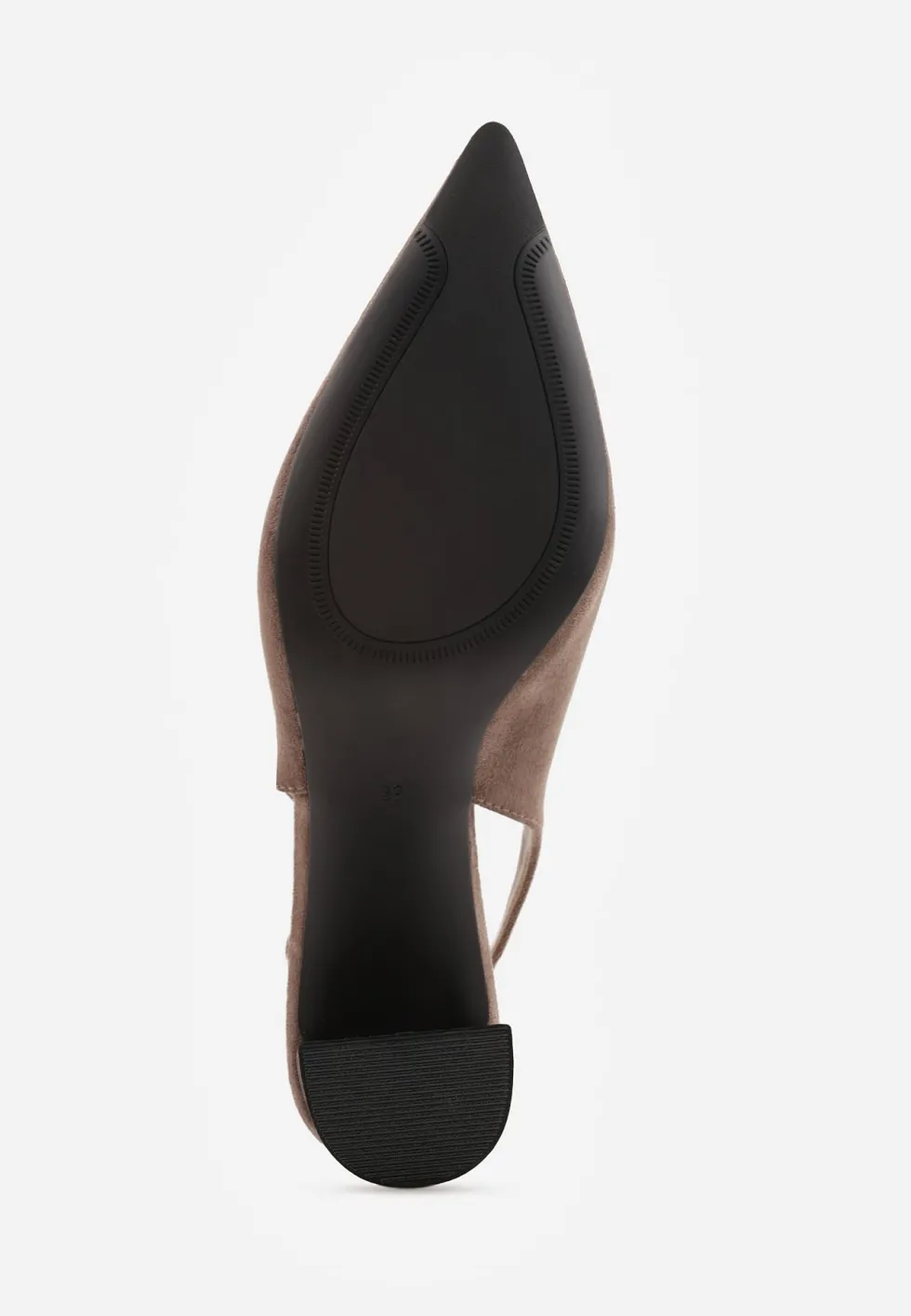 Beżowe Czółenka Slingback o Fakturze Zamszu na Słupkowym Obcasie Facena