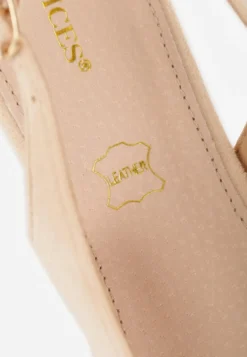 Beżowe Czółenka Slingback Vices z Cyrkoniami i Wkładką ze Skóry Eklina