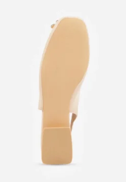 Beżowe Czółenka Slingback Vices z Cyrkoniami i Wkładką ze Skóry Eklina