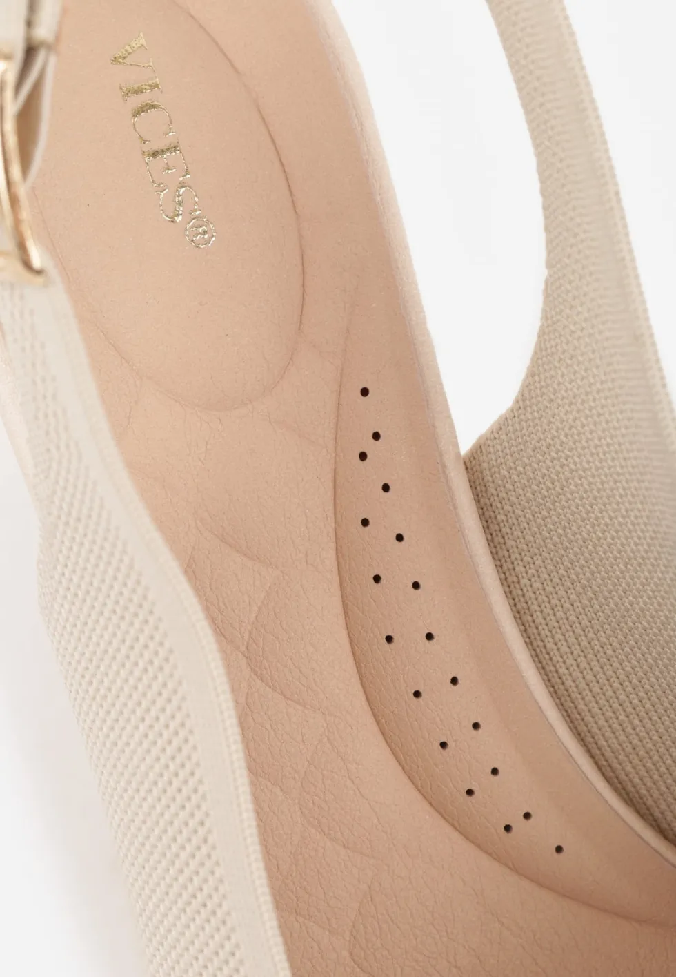 Beżowe Czółenka Slingback VICES z Tkaniny na Niskim Obcasie z Wkładką Soft-Pillow Orinysha