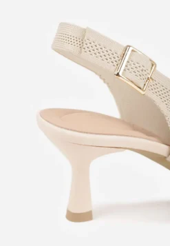 Beżowe Czółenka Slingback VICES z Tkaniny na Niskim Obcasie z Wkładką Soft-Pillow Orinysha