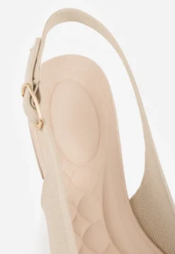 Beżowe Czółenka Slingback VICES z Miękkiej Dzianiny na Niskim Obcasie z Wkładką Soft-Pillow Olitia