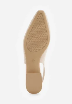 Beżowe Czółenka Slingback VICES z Miękkiej Dzianiny na Niskim Obcasie z Wkładką Soft-Pillow Olitia