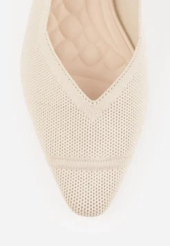 Beżowe Czółenka Slingback VICES z Miękkiej Dzianiny na Niskim Obcasie z Wkładką Soft-Pillow Olitia