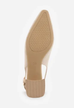 Beżowe Czółenka VICES Soft Fit Slingback na Lakierowanym Słupku z Elastyczną Cholewką Comfort Coromenis