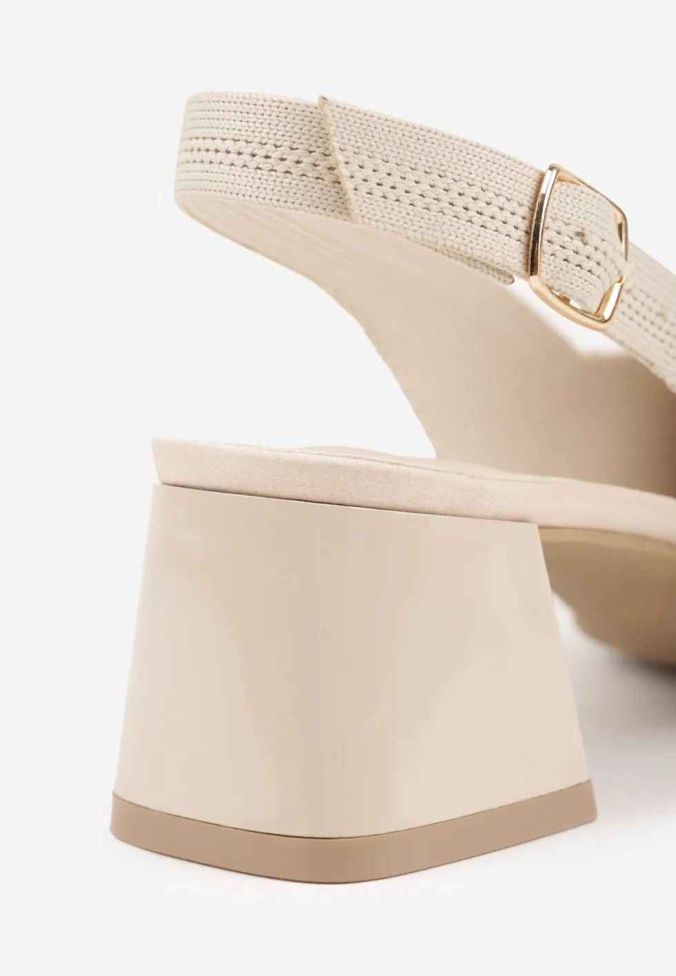Beżowe Czółenka VICES Soft Fit Slingback na Lakierowanym Słupku z Elastyczną Cholewką Comfort Coromenis