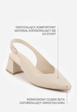 Beżowe Czółenka VICES Soft Fit Slingback na Lakierowanym Słupku z Elastyczną Cholewką Comfort Coromenis