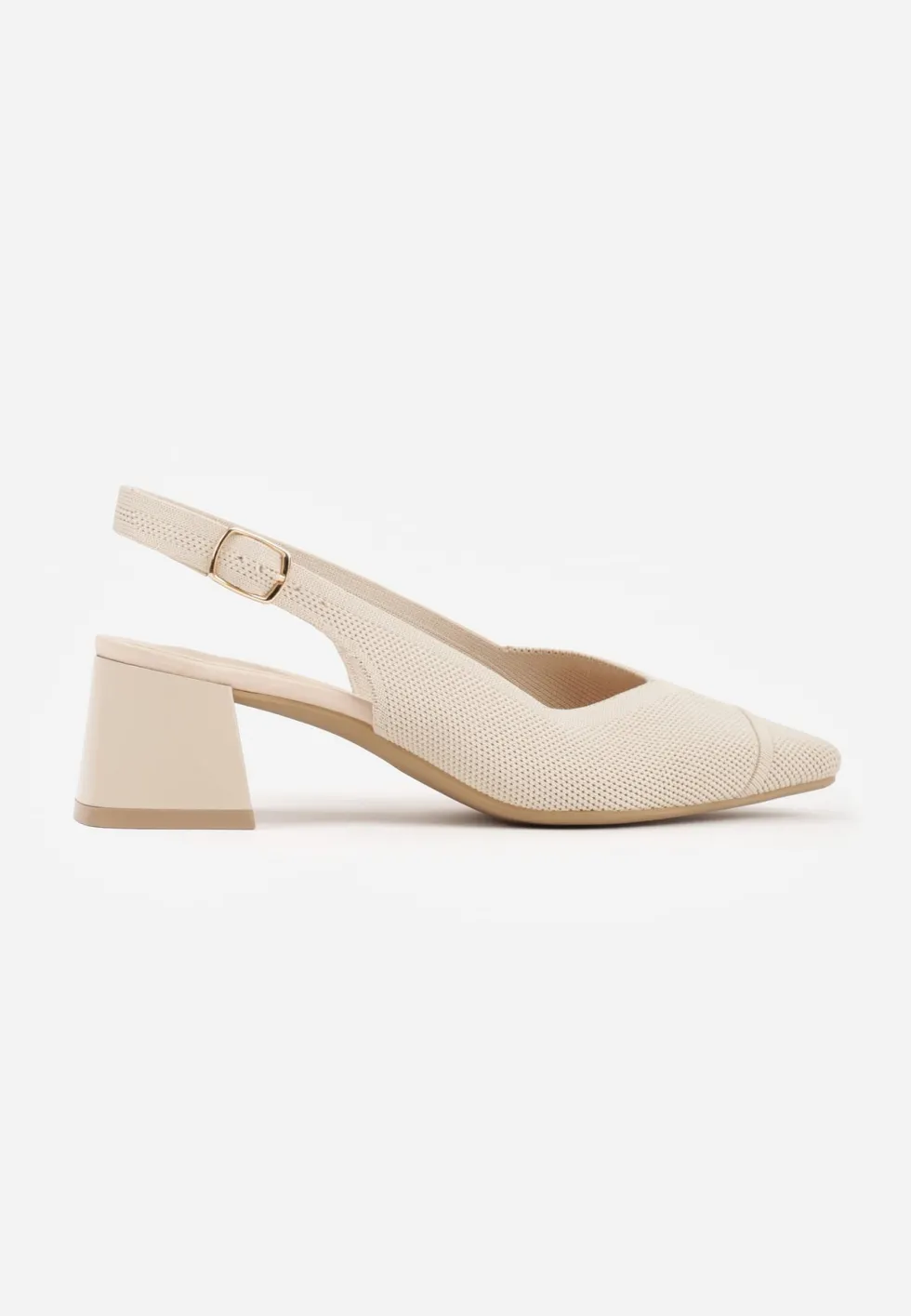 Beżowe Czółenka VICES Soft Fit Slingback na Lakierowanym Słupku z Elastyczną Cholewką Comfort Coromenis