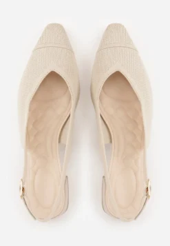 Beżowe Czółenka VICES Soft Fit Slingback na Lakierowanym Słupku z Elastyczną Cholewką Comfort Coromenis