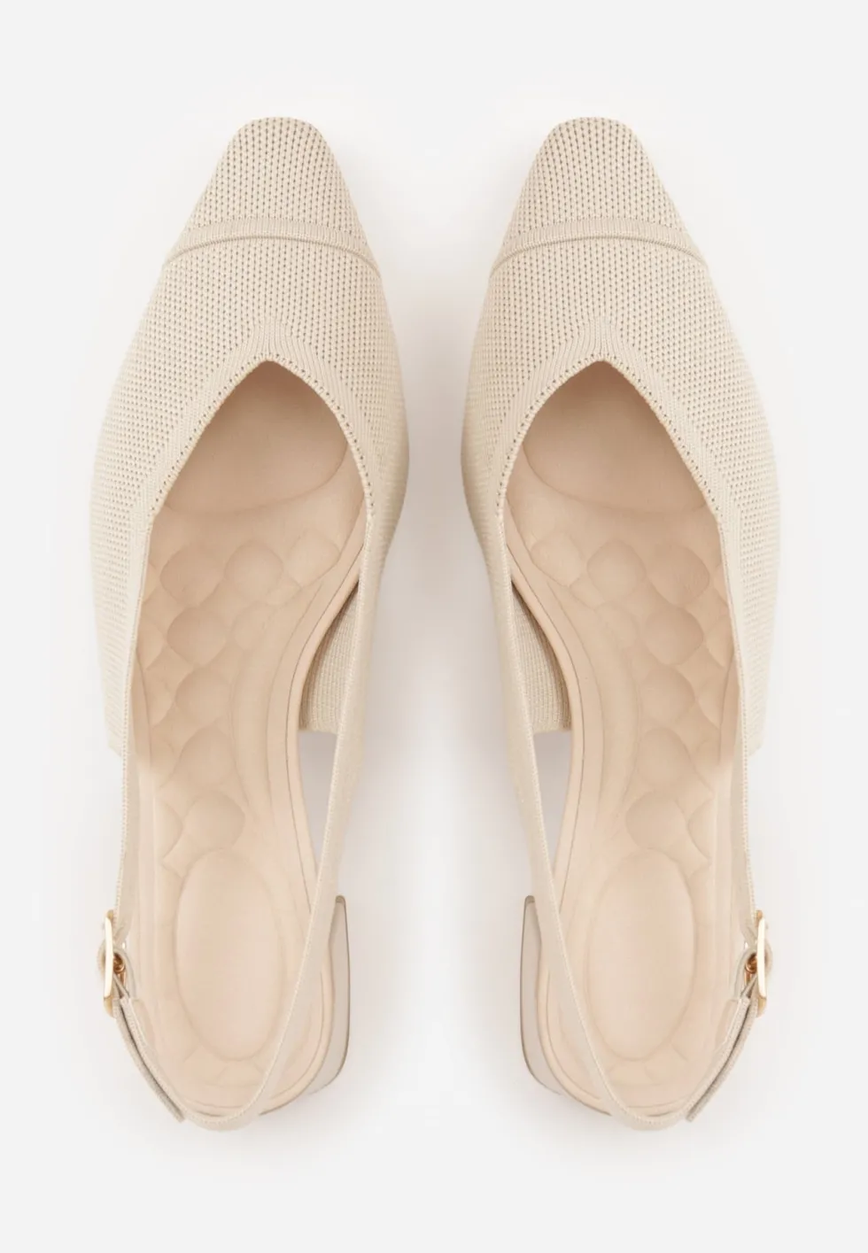 Beżowe Czółenka VICES Soft Fit Slingback na Lakierowanym Słupku z Elastyczną Cholewką Comfort Coromenis