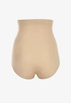 Beżowe Dopasowane Majtki High Waist z Efektem Modelującym Modra
