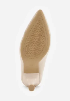 Beżowe Dzianinowe Szpilki VICES z Wkładką Soft-Pillow i Miękkim Zapiętkiem Thene