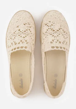Beżowe Espadryle z Ażurową Cholewką i Plecioną Podeszwą Gratifyingly