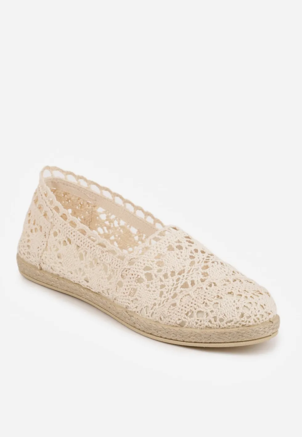 Beżowe Espadryle z Ażurową Cholewką i Plecioną Podeszwą Gratifyingly