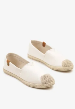 Beżowe Espadryle z Elastyczną Wstawką Zdobione Plecionką Kinellis