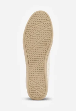 Beżowe Espadryle z Koronkową Cholewką i Podeszwą z Plecionki Marilex